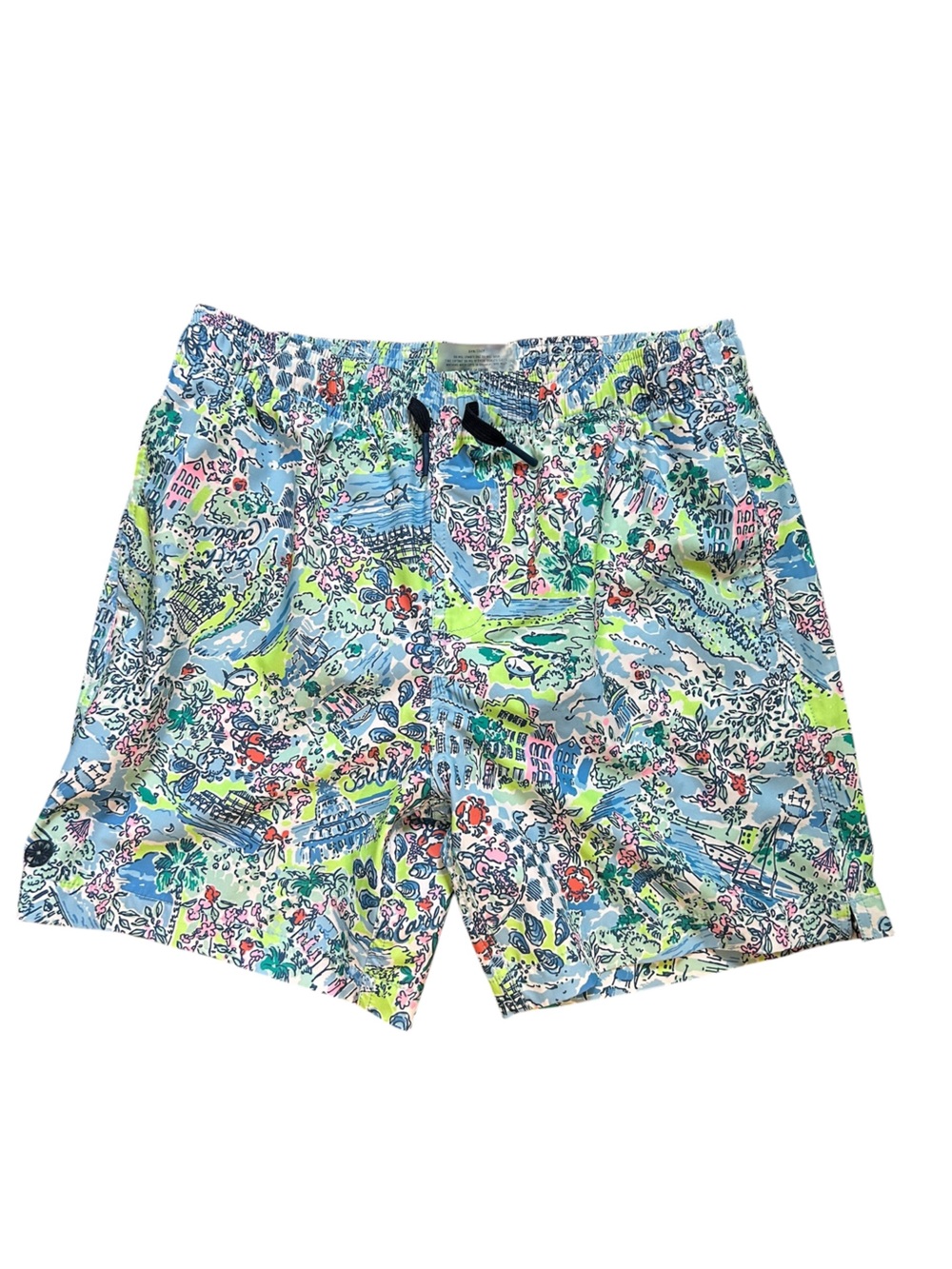 Southern Tide x Lilly Pulitzer Youth Printed Swim Shorts - Light Blue Multi